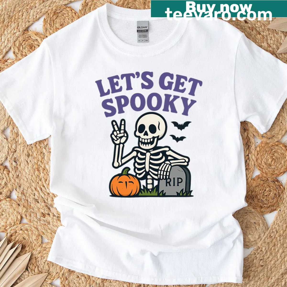 Playful skeleton design for Halloween t-shirt — on a men's t-shirt