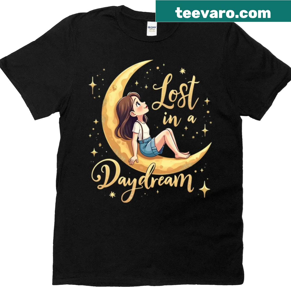 Inspirational quote T-shirt with 'Lost In A Daydream' in elegant typography — on a men's t-shirt
