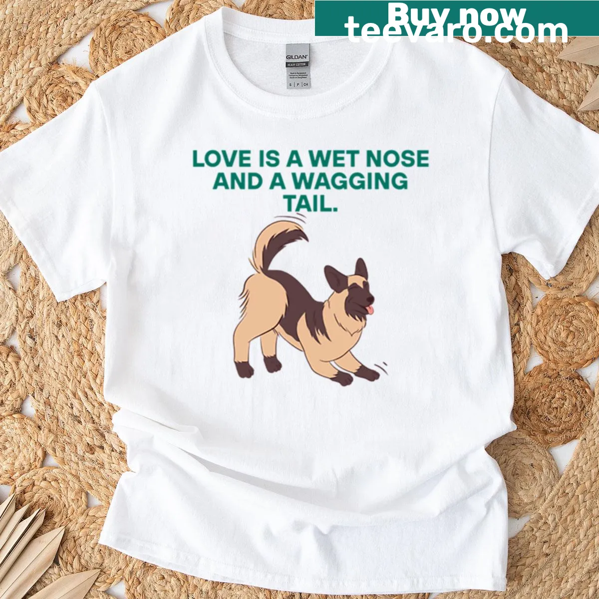 Graphic quote about love and dogs — on a men's t-shirt