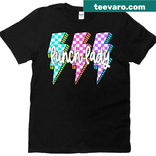 T-shirt with 'Lunch Lady' text in checkered style for moms