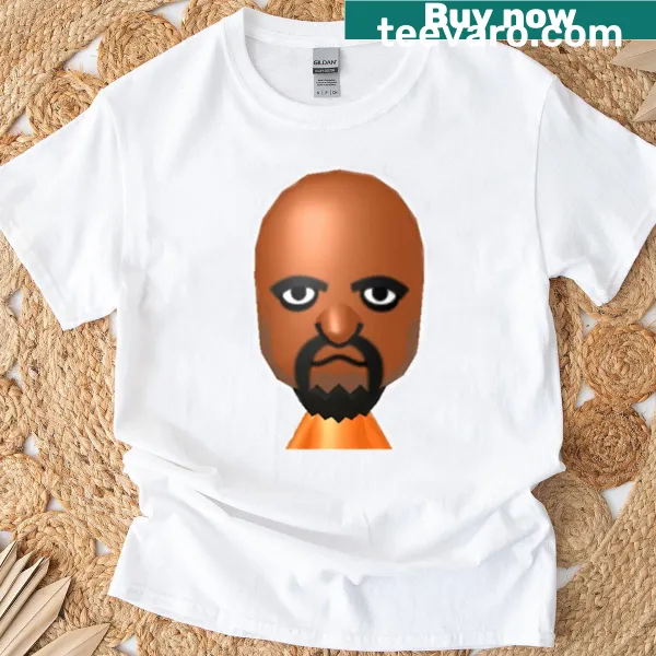 Cartoon graphic of Matt from Wii Sports on a humorous t-shirt