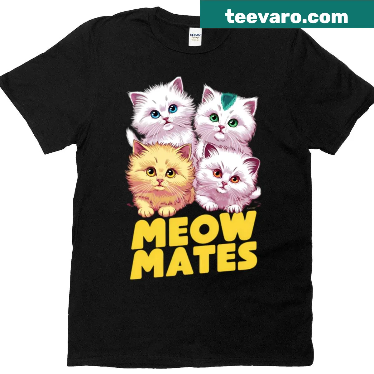 T-shirt celebrating cat friendship with playful typography — on a men's t-shirt