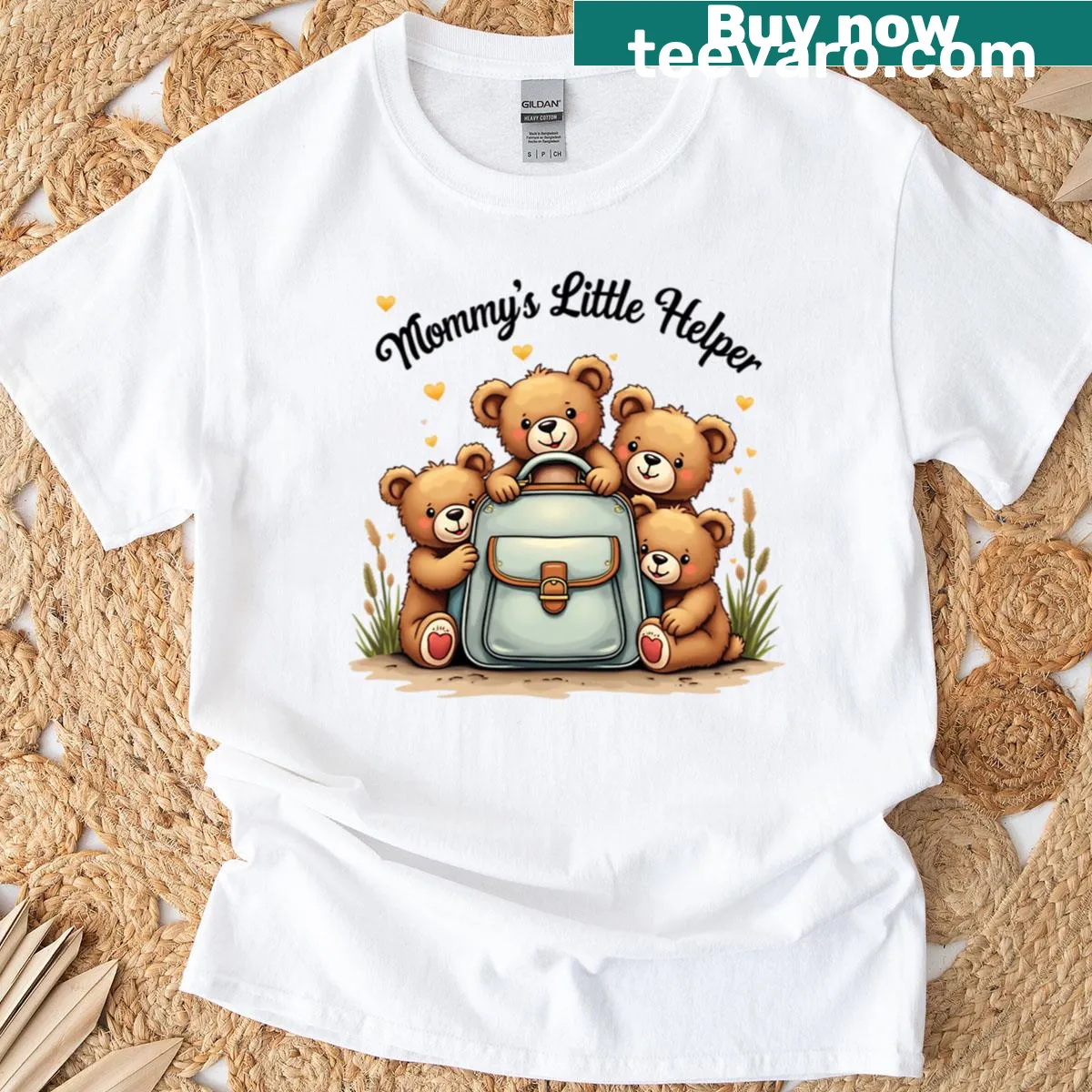 Cute kids T-shirt with 'Mommy's Little Helper' graphic — on a men's t-shirt