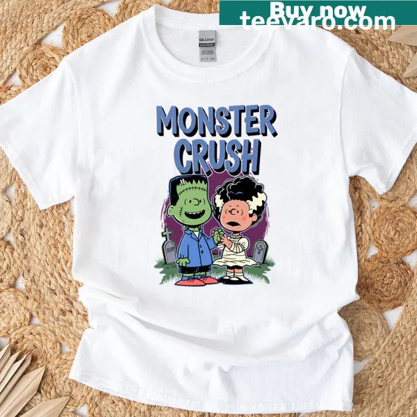 Oversized t-shirt with a playful cartoon graphic of friendly monsters