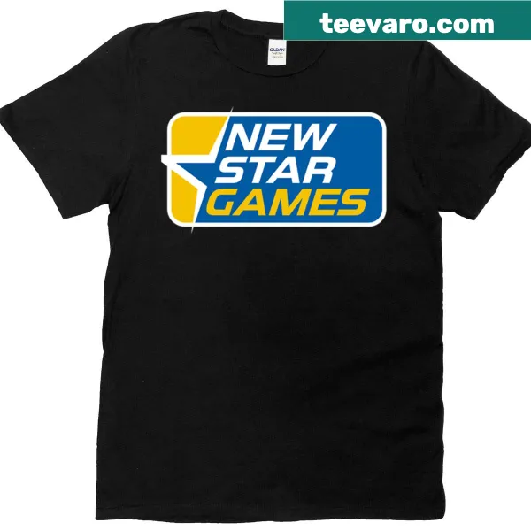 Illustrative New Star Games 2 t-shirt featuring gaming elements