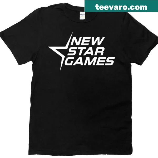 Minimalist design T-shirt featuring New Star Games logo.