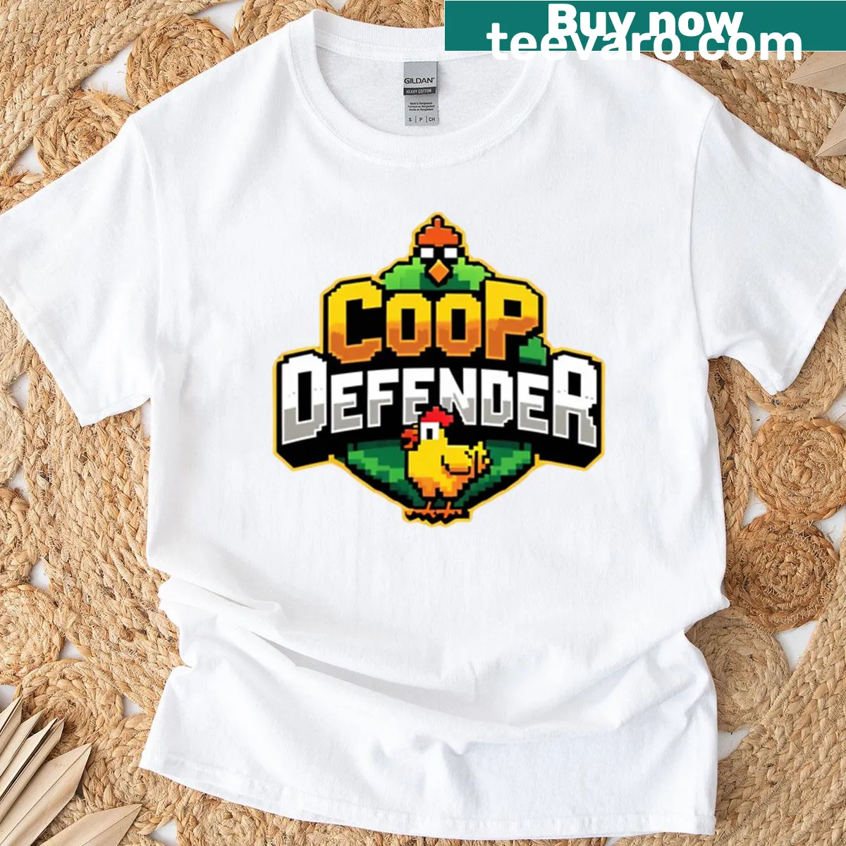 Vintage-style Coop Defender logo T-shirt for gamers — on a men's t-shirt