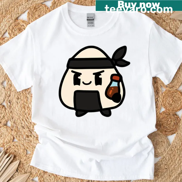 Onigiri Ninja Warrior t-shirt featuring a ninja holding a rice ball