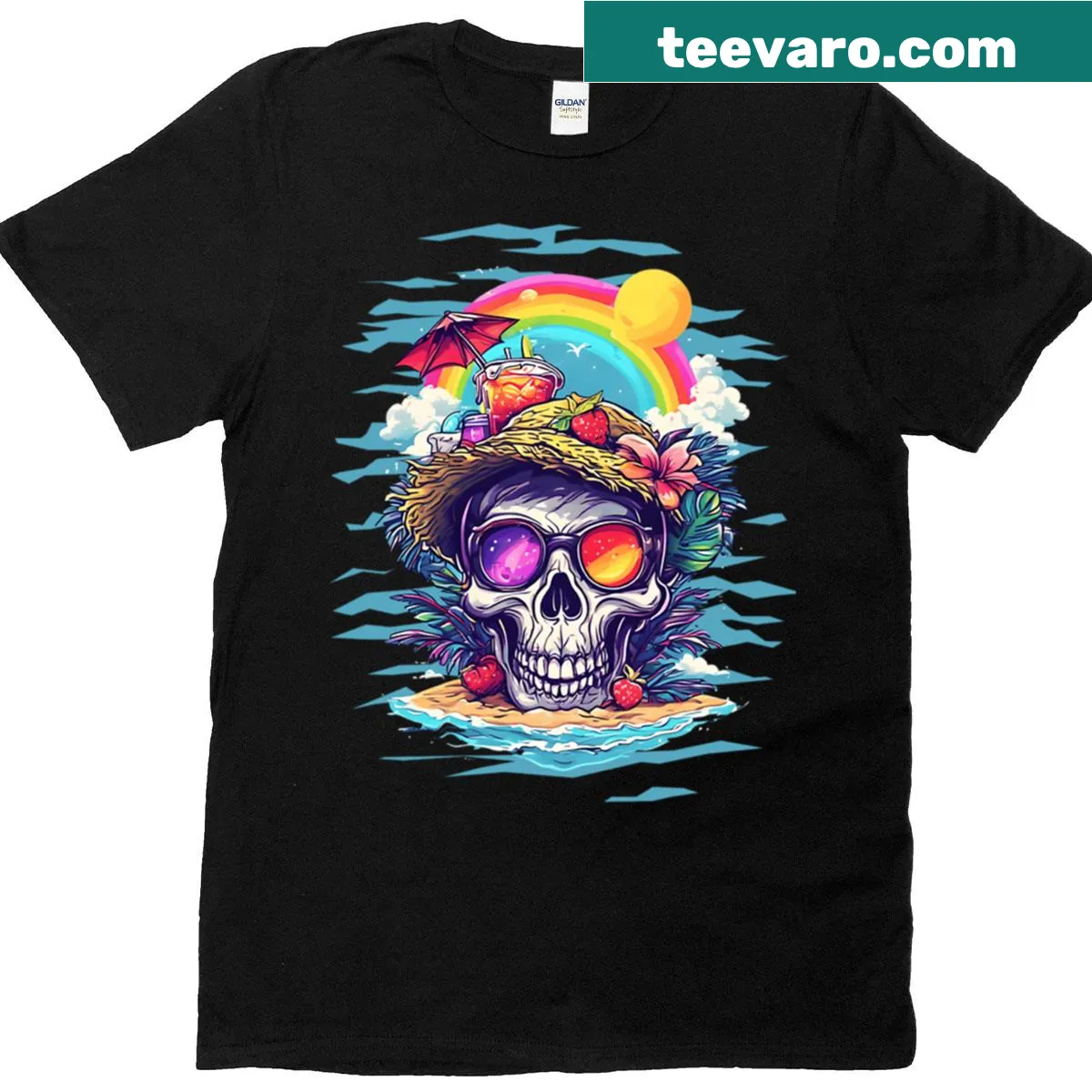 Casual T-shirt with the phrase Permanent Vacation in playful typography — on a men's t-shirt