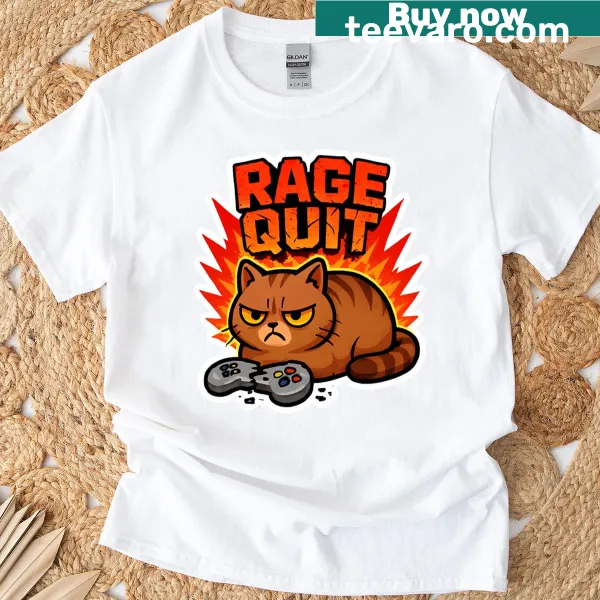 Funny T-shirt featuring a cartoon cat loaf with gaming humor