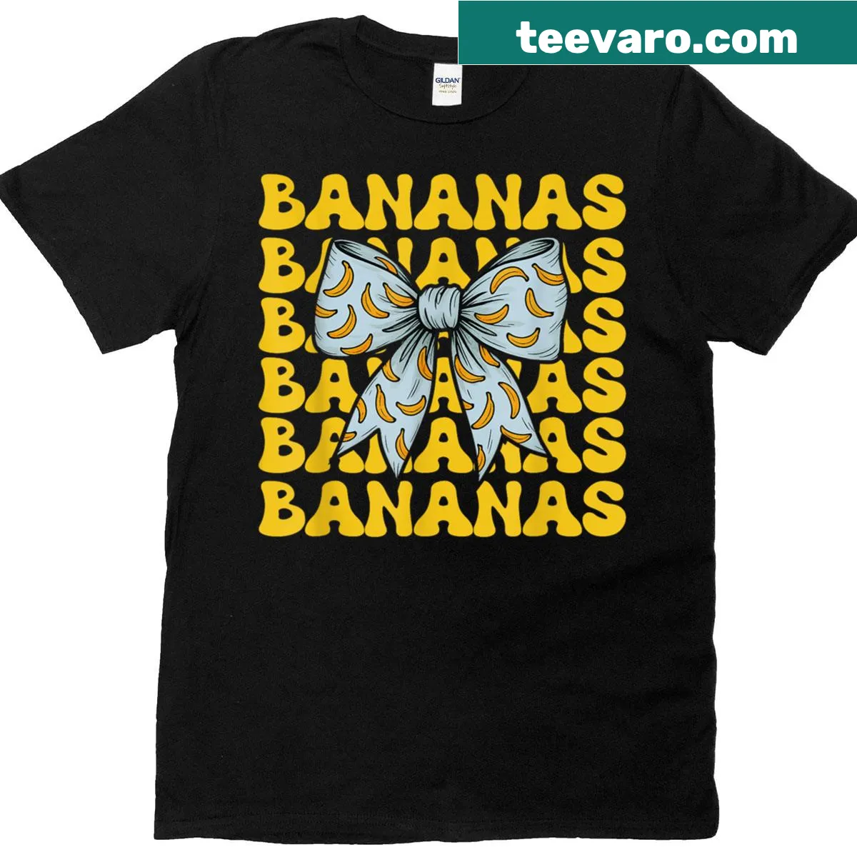 Retro banana design t-shirt for women and girls with playful graphics — on a men's t-shirt