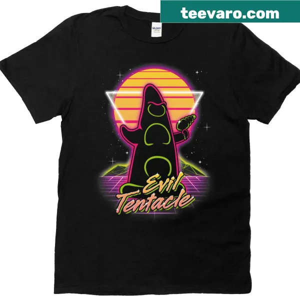 Distressed T-shirt with retro evil tentacle design