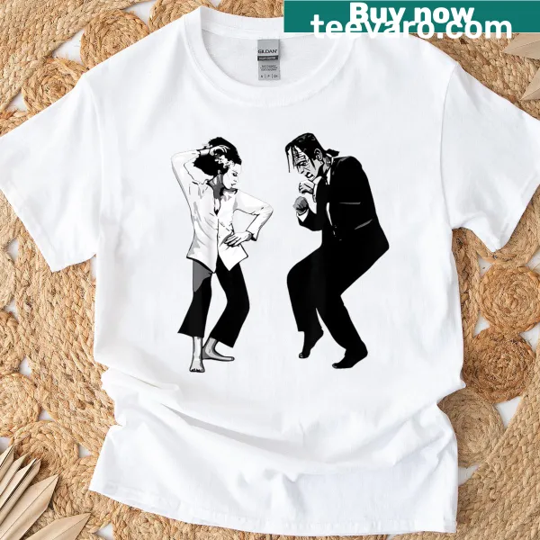 Vintage illustration of Frankenstein and bride dancing on a T-shirt