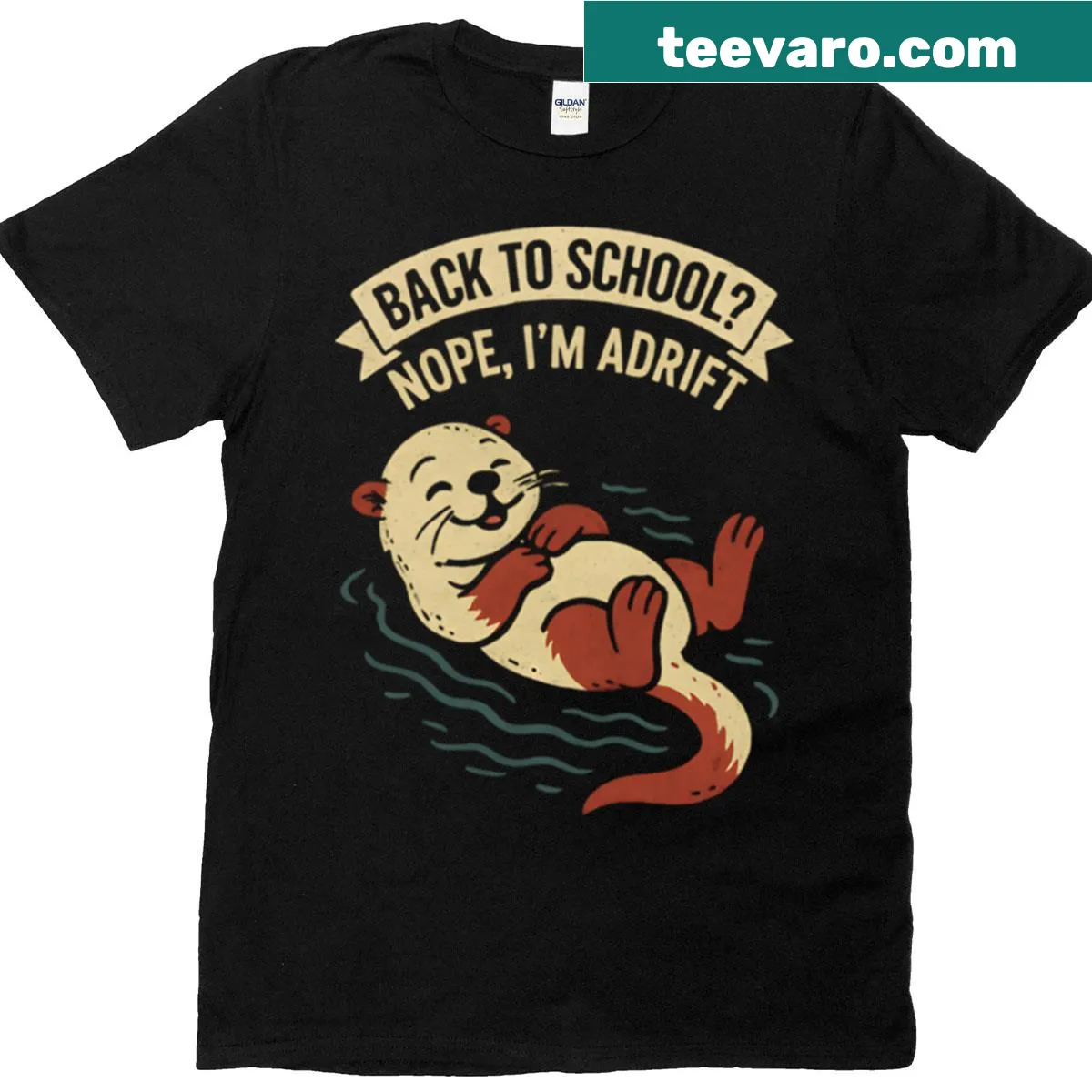 Retro-style T-shirt with a humorous otter graphic — on a men's t-shirt