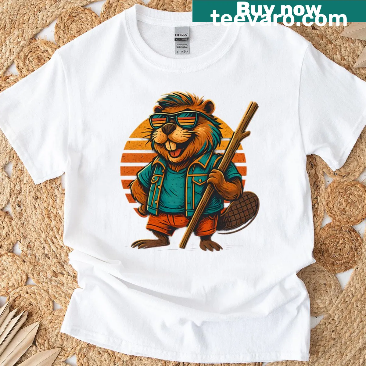Vintage otter illustration on a retro character art T-shirt — on a men's t-shirt