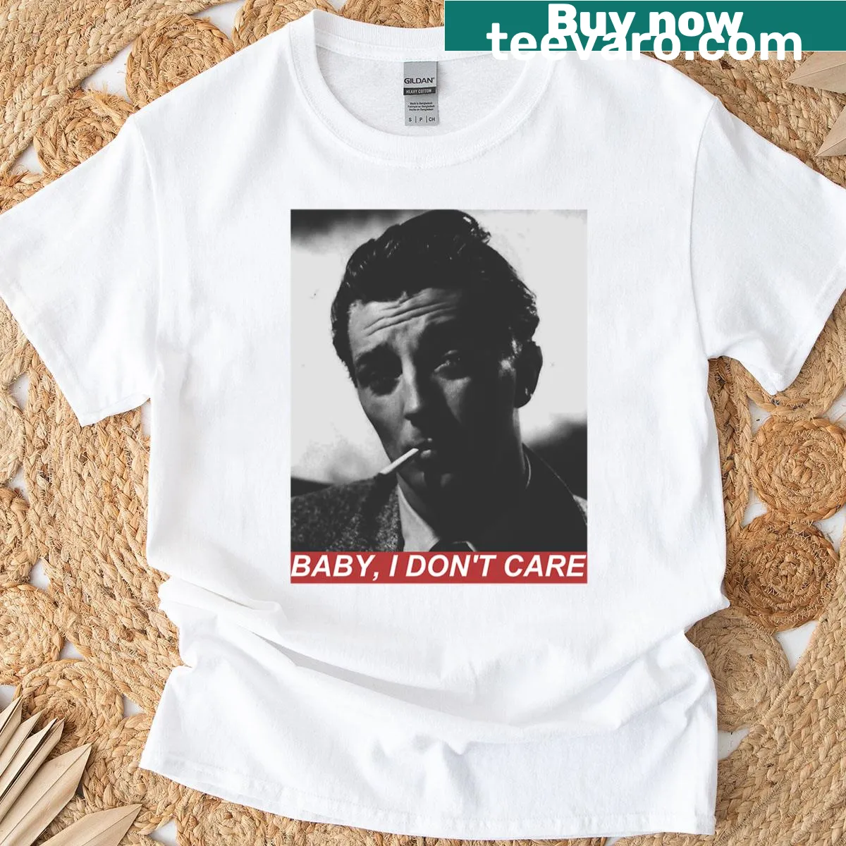 Graphic T-shirt celebrating actor Robert Mitchum — on a men's t-shirt