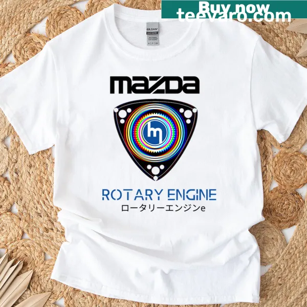 T-shirt featuring a detailed illustration of a rotary engine