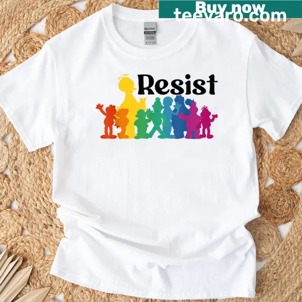 Colorful Save PBS graphic T-shirt with rainbow character