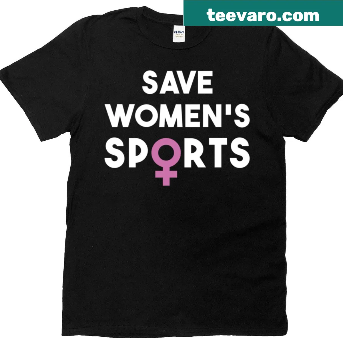 Fitted scoop tee promoting women's sports with bold text — on a men's t-shirt