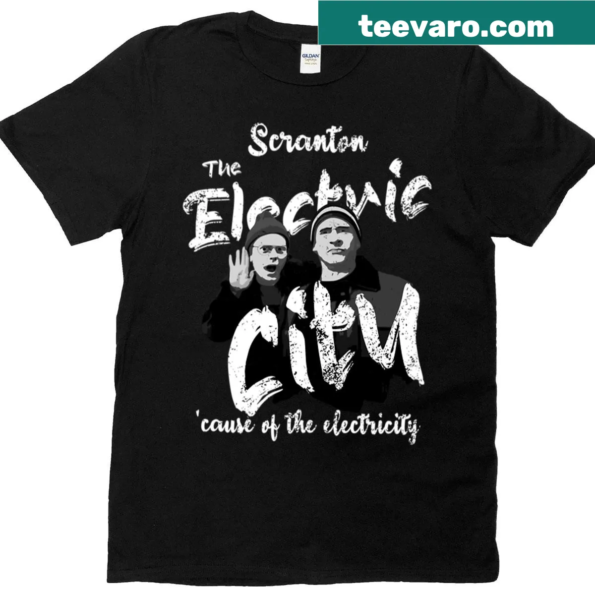 T-shirt celebrating Scranton and 'The Office' with playful graphics — on a men's t-shirt