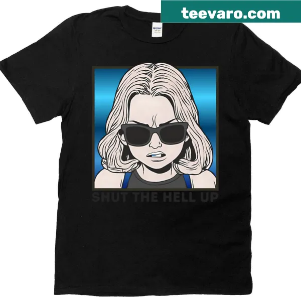 Oversized t-shirt with bold sarcastic pop art comic design text