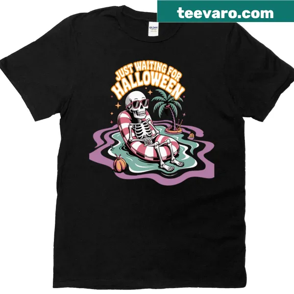Cartoon skeleton relaxing graphic T-shirt