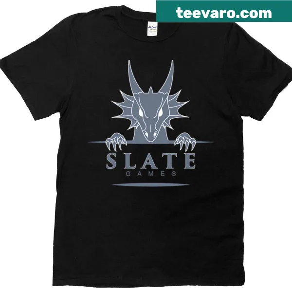 Slate Games logo on a minimalist T-shirt