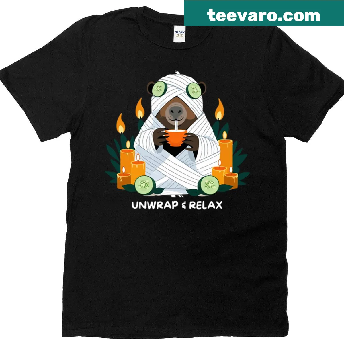 Funny bear illustration on a self-care themed T-shirt — on a men's t-shirt