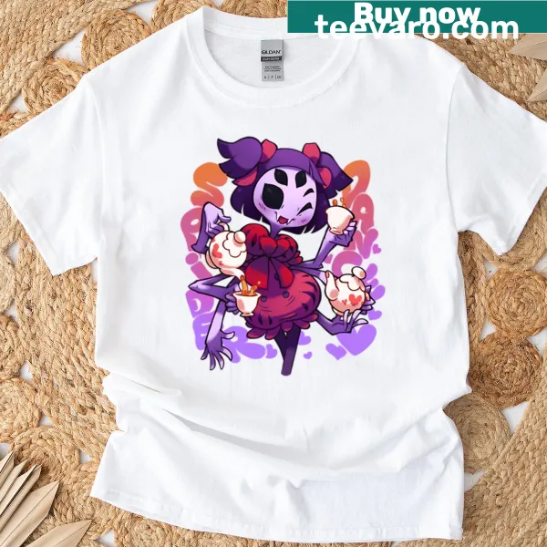 T-shirt featuring playful dancing spiders in a whimsical design.