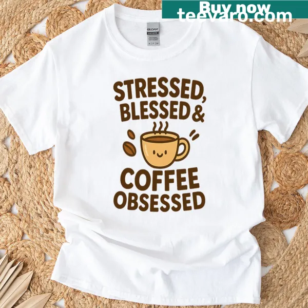 Oversized t-shirt with humorous coffee-themed typography