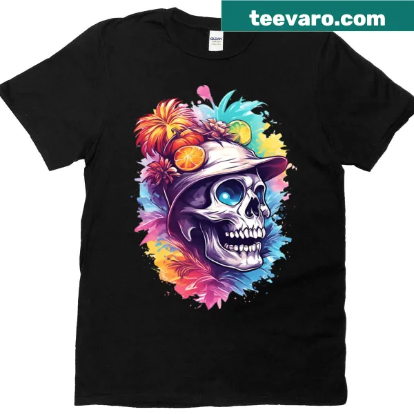 Edgy summer-themed skull design on a T-shirt