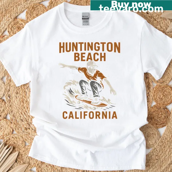 Vintage Surfing Huntington Beach t-shirt with surfer graphic.