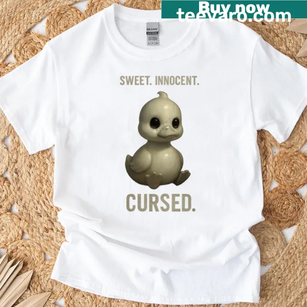 Oversized t-shirt with a cute cartoon cursed duck design
