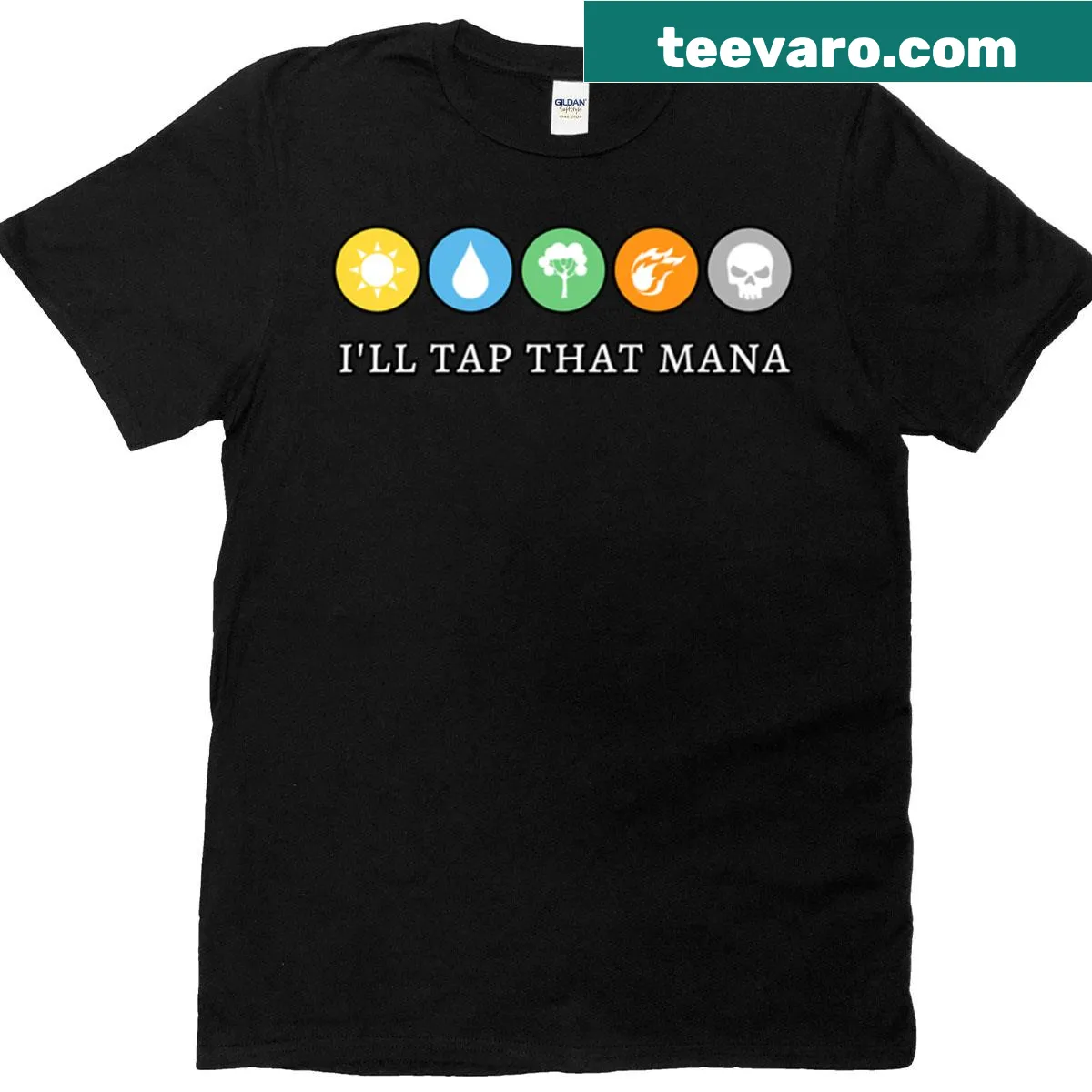 T-shirt featuring playful icons of tabletop game pieces — on a men's t-shirt