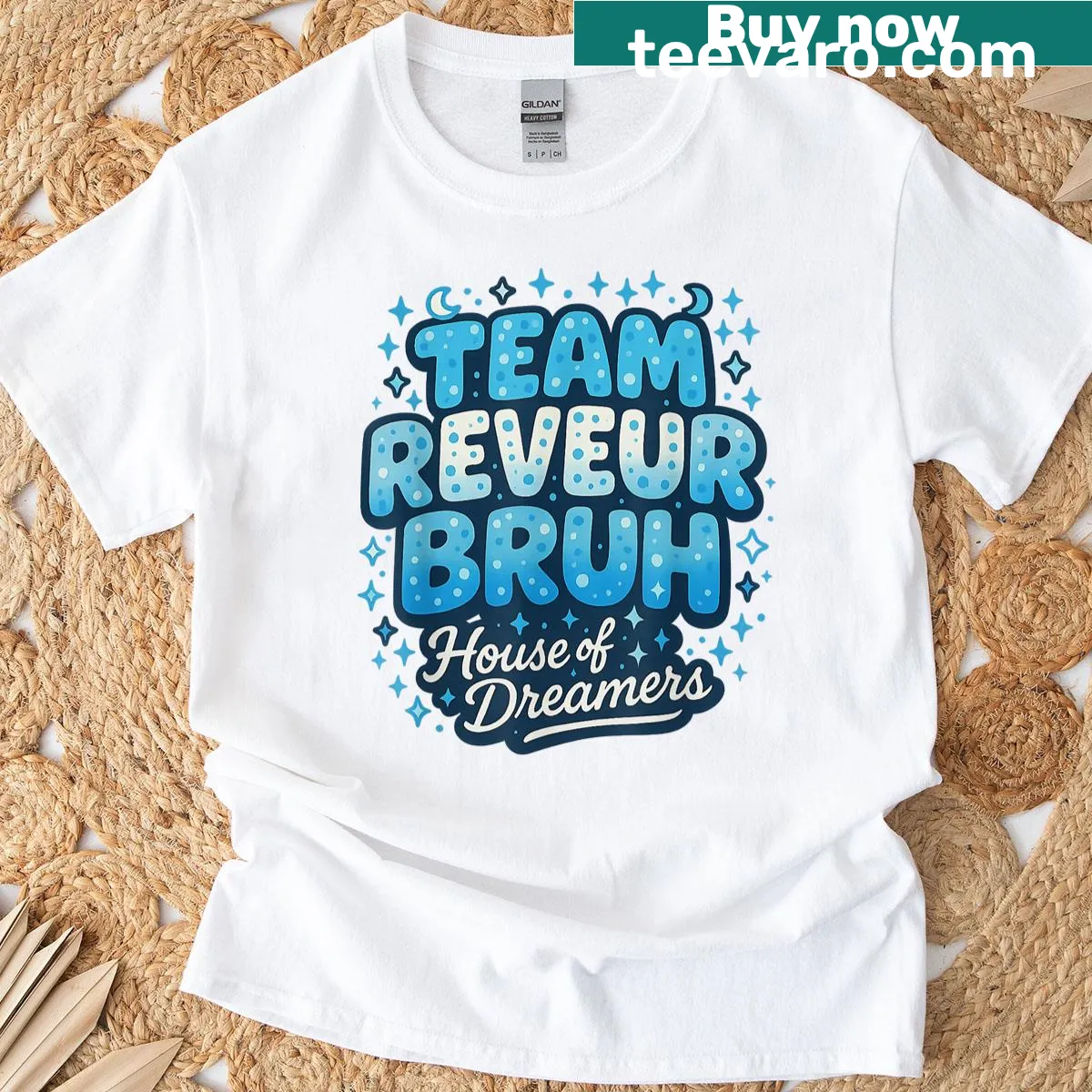 Funny T-shirt with the phrase 'Bruh House Of Dreamers' in a playful font. — on a men's t-shirt