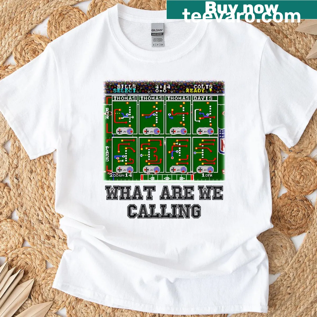 Tecmo Super Bowl playcalling graphic t-shirt for gamers — on a men's t-shirt