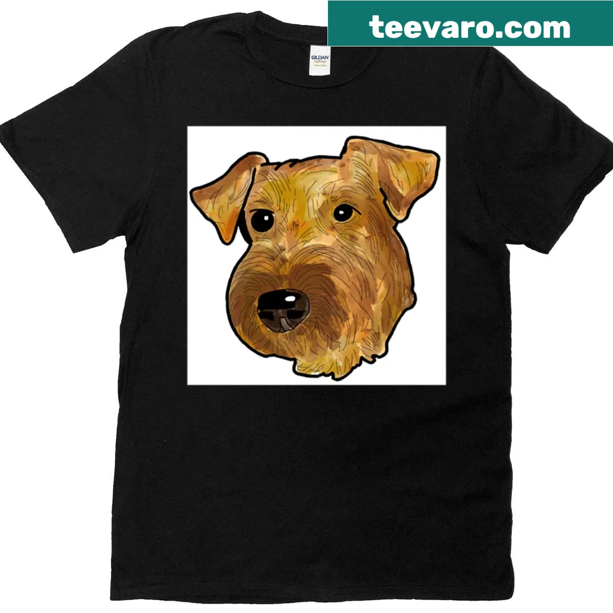 Cute cartoon terrier dog design on a t-shirt — on a men's t-shirt
