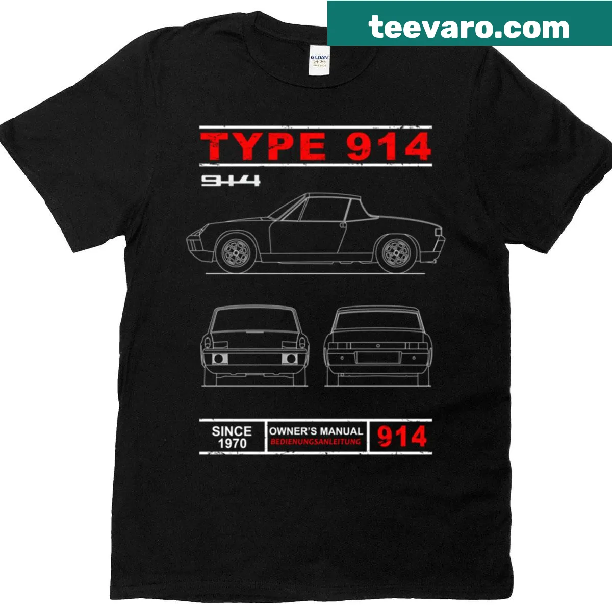 Illustrated oversized t-shirt featuring a blueprint of the 914 — on a men's t-shirt