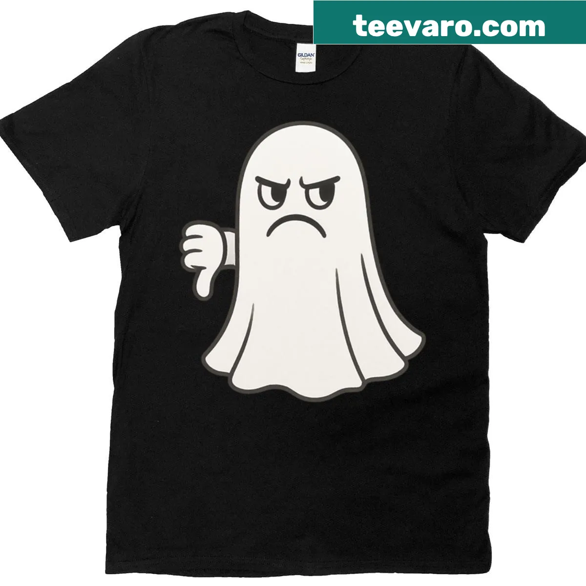 T-shirt with an illustration of an angry ghost — on a men's t-shirt