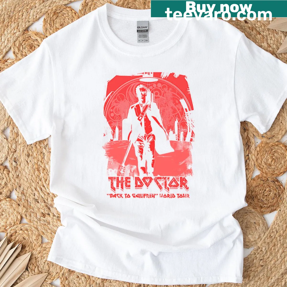 Playful t-shirt with the phrase The Doctor Is Bac in a fun font — on a men's t-shirt