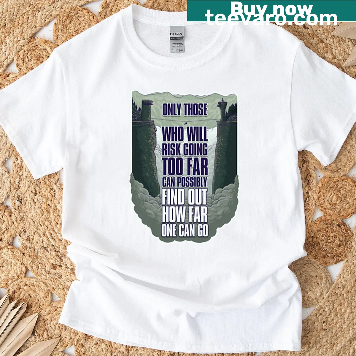 Motivational T-shirt with 'The Gorge' text — on a men's t-shirt