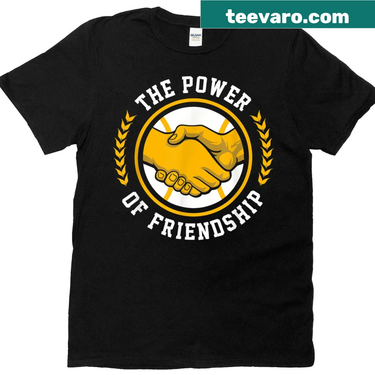 T-shirt celebrating friendship with bold typography — on a men's t-shirt