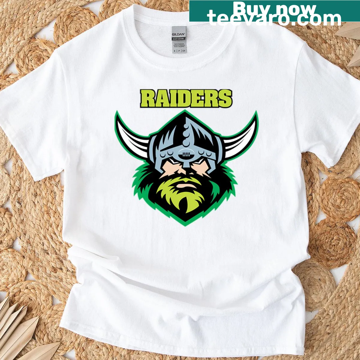 Canberra Raiders emblem graphic on a T-shirt — on a men's t-shirt