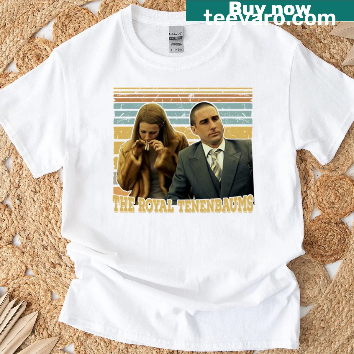Oversized Royal Tenenbaums T-shirt featuring vintage-inspired design — on a men's t-shirt