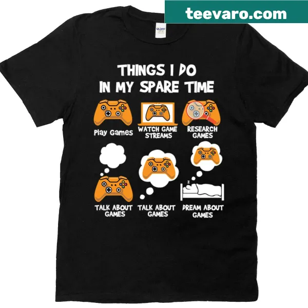 T-shirt listing humorous activities done in spare time