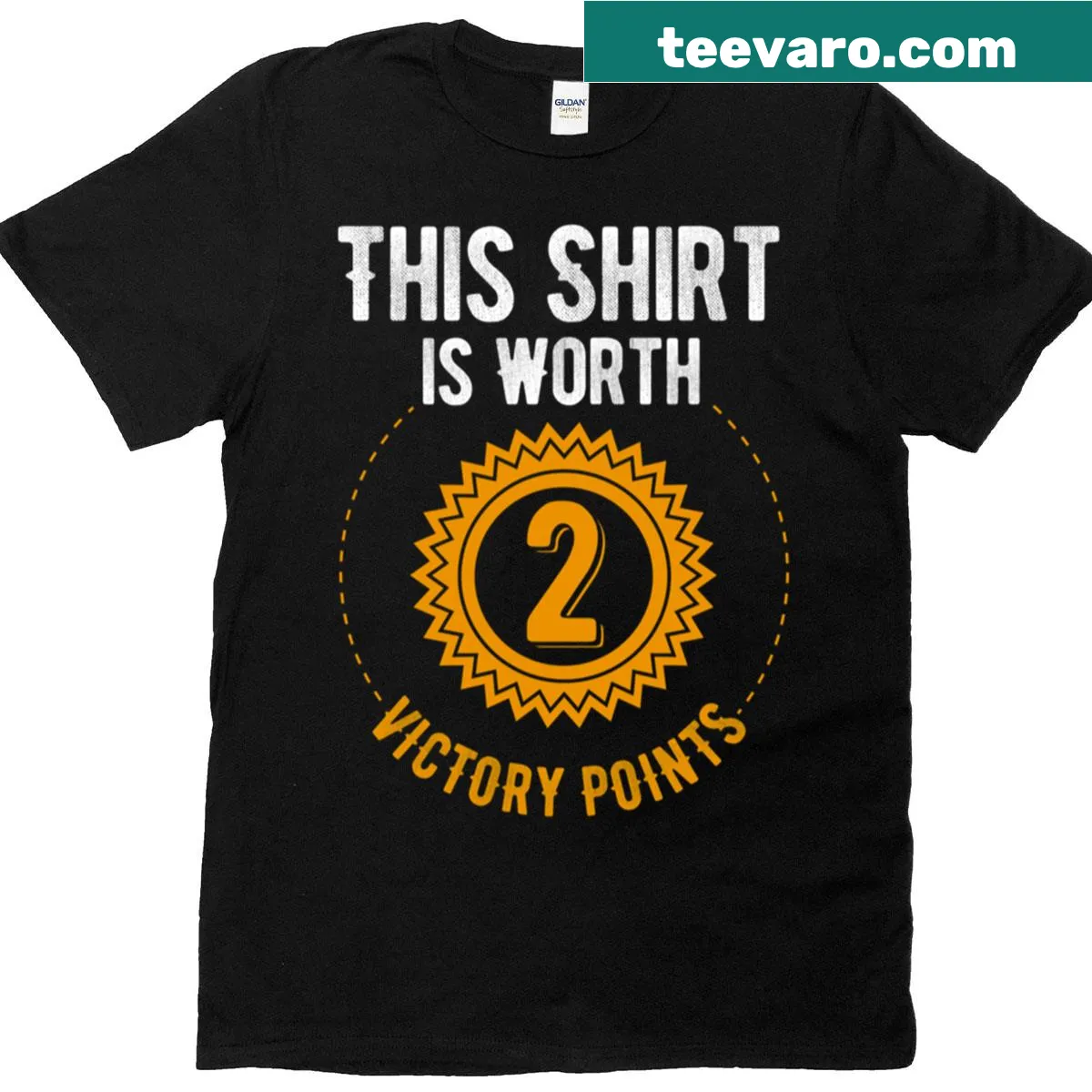 Dark T-shirt with text: This Is Worth 2 Victory Points — on a men's t-shirt