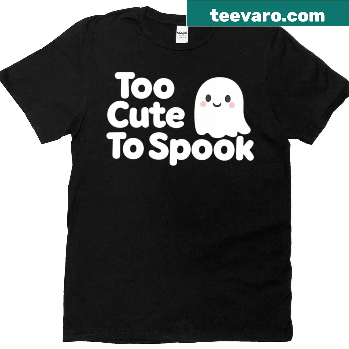 Adorable Halloween-themed t-shirt featuring a cute ghost design — on a men's t-shirt