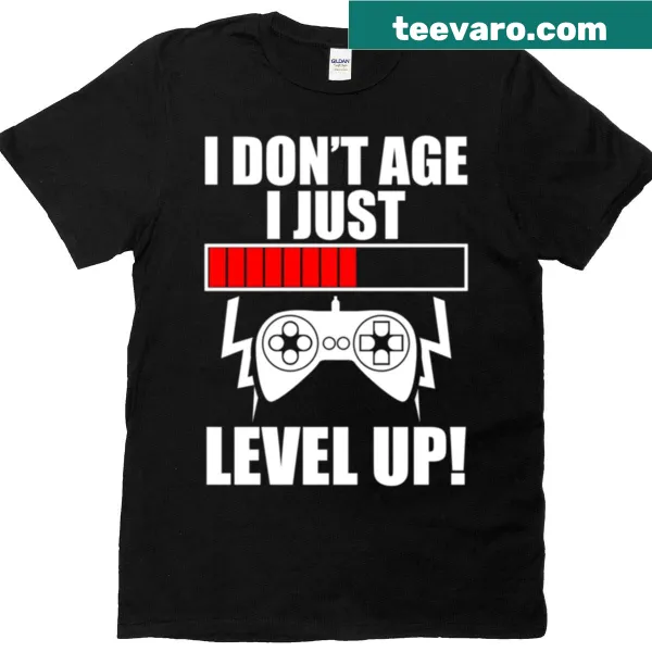 Vintage gamer shirt with text 'I Don't Age, I Just Level Up'