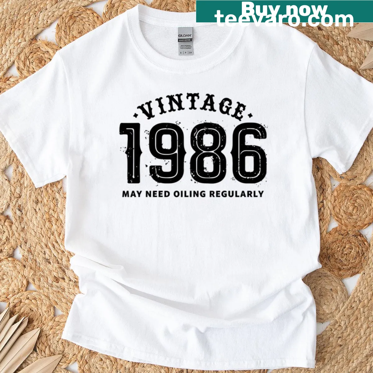 Retro T-shirt celebrating the year 1986 with a funny design. — on a men's t-shirt