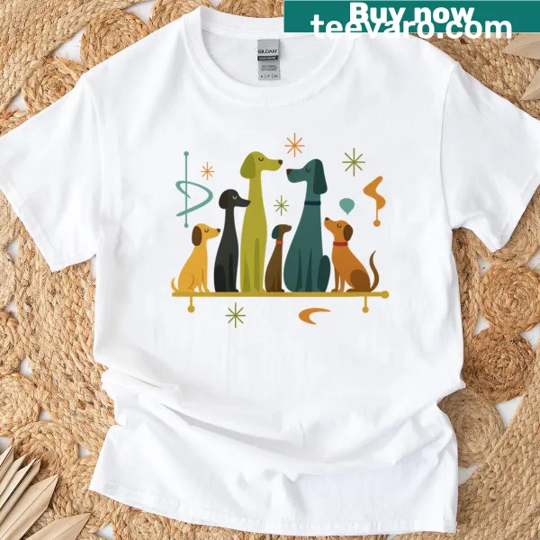 Vintage styled T-shirt with a playful atomic age dog graphic